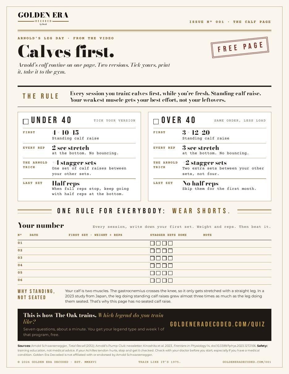 The Calf Page: the printable page with an Under 40 and an Over 40 version and a log for your number